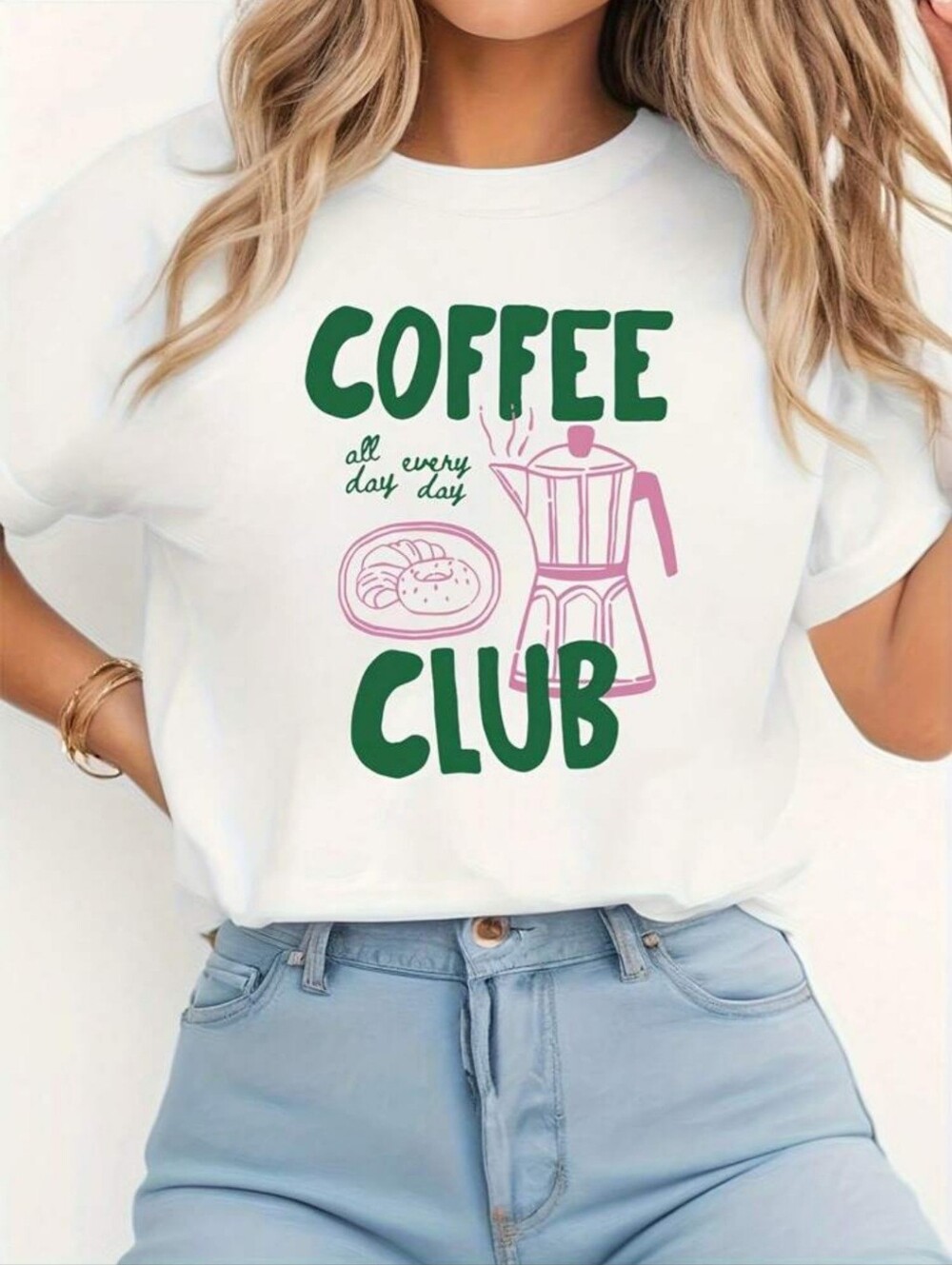 NWOT 4rm @groovyruby420 "Coffee☕️Club Graphic Tee" White🤍Green💚Pink🩷P2P:21.5"